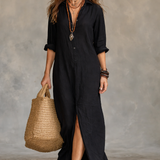 Celine™ | Vedel V-kaelus Nupud Maxi Kleid