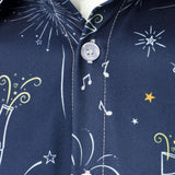 Meeste Ilutulestik Puhkus Uusaasta Peo Nööbiga Sinine Pikakä sleeves Särk