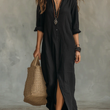 Celine™ | Vedel V-kaelus Nupud Maxi Kleid
