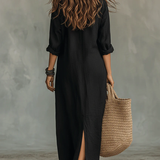 Celine™ | Vedel V-kaelus Nupud Maxi Kleid