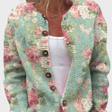 Elegantne kootud vest lillemustriga